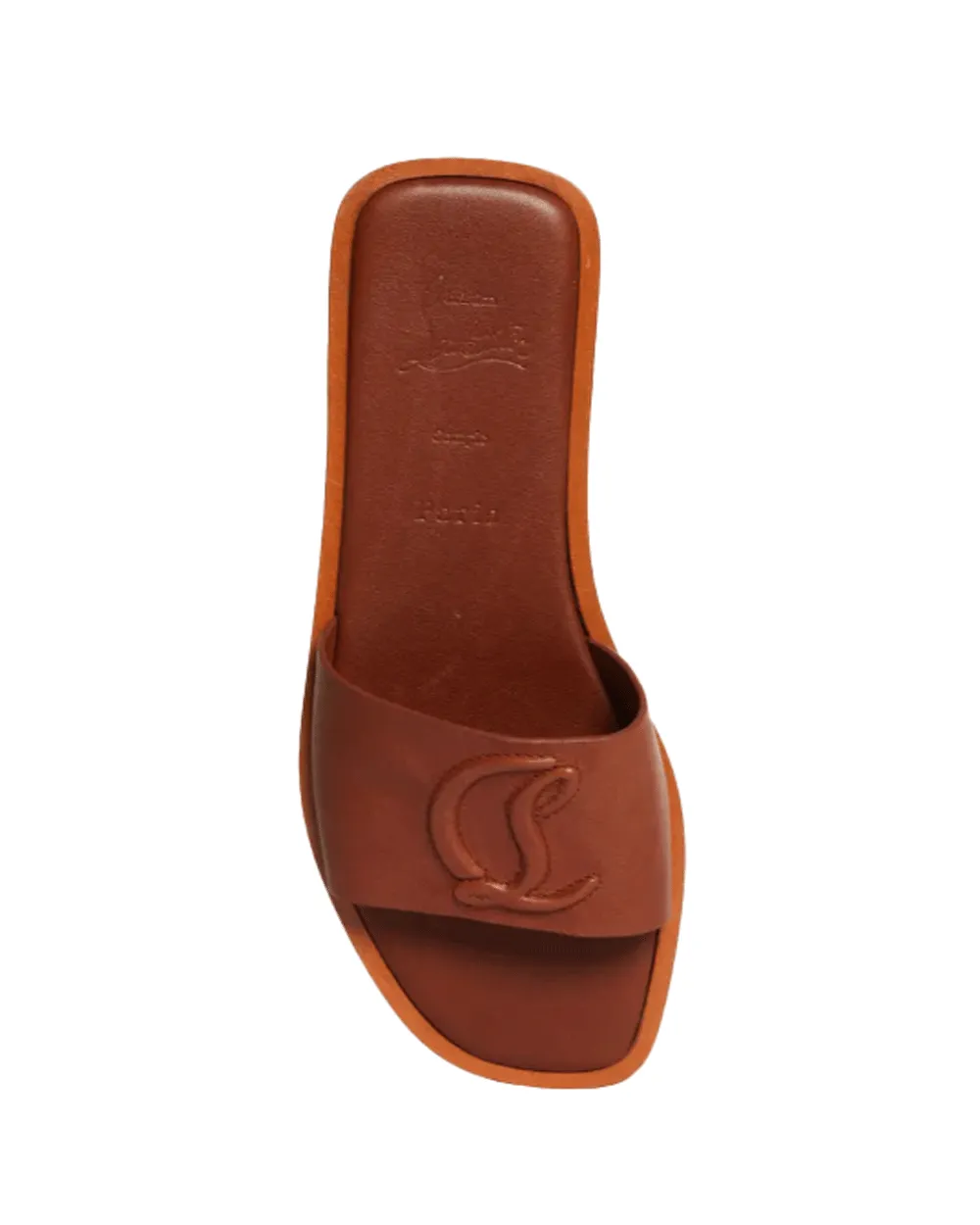 Sandales en cuir à semelle rouge avec logo en Cuoio