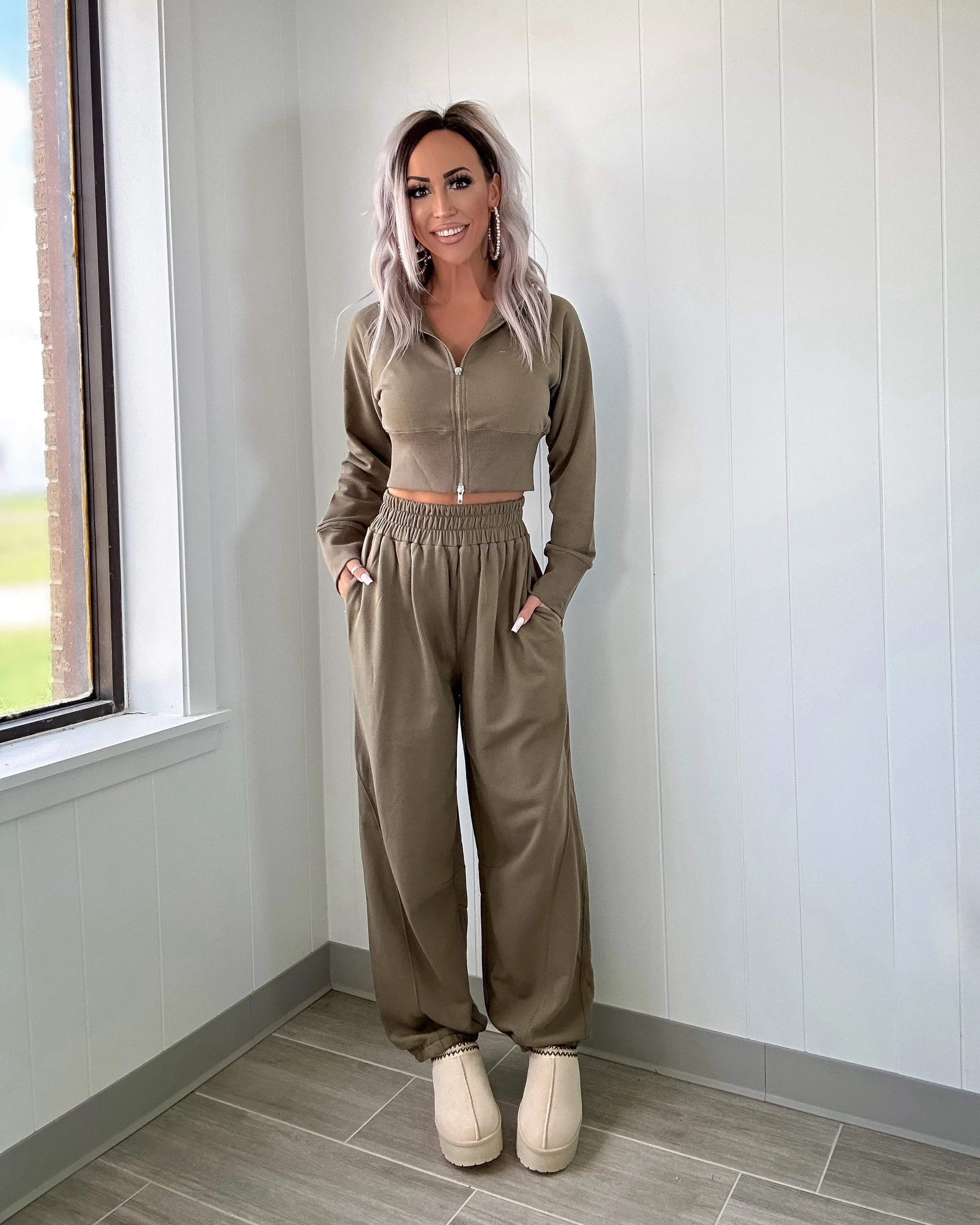 Ensemble Veste et Pantalon de Jogging Let It Be - Olive