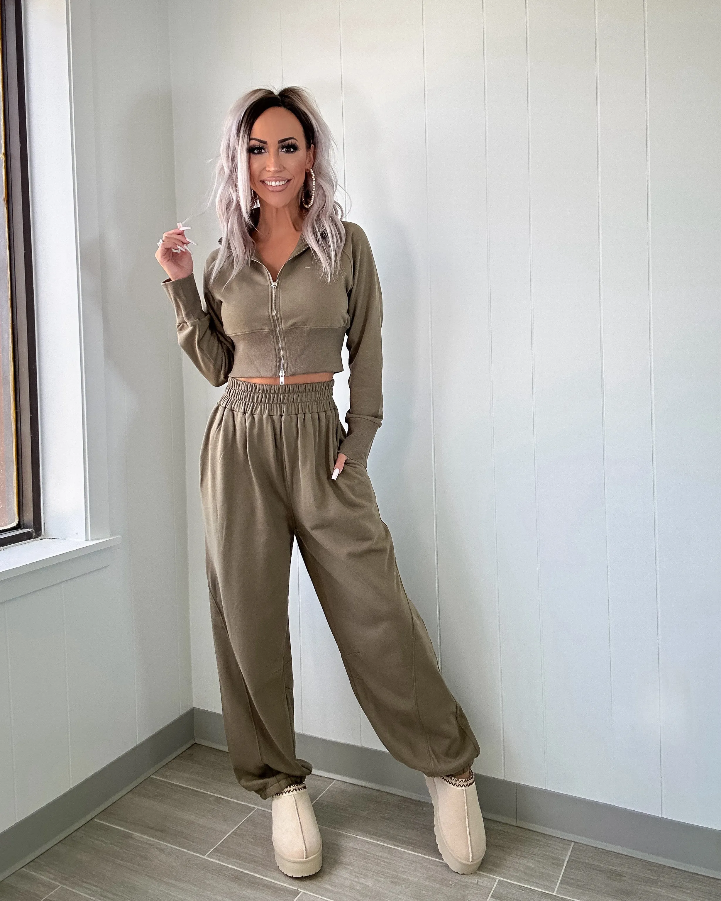 Ensemble Veste et Pantalon de Jogging Let It Be - Olive