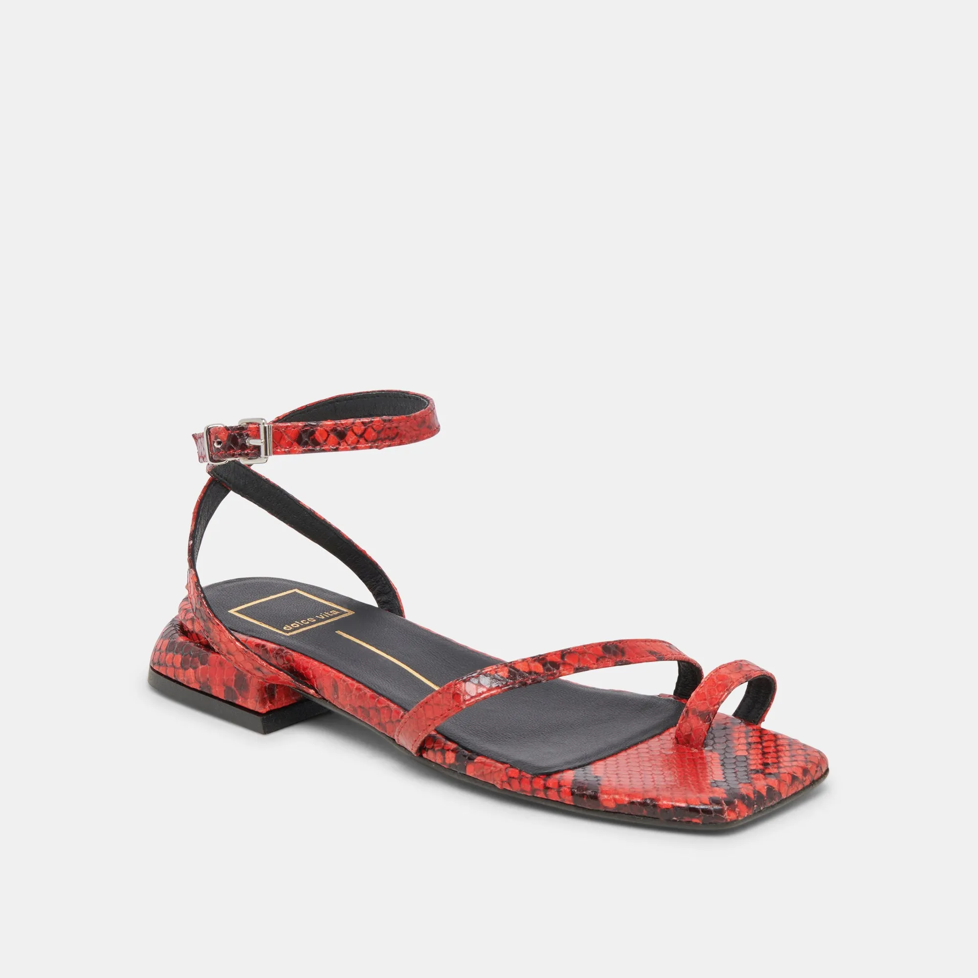 LEXI SANDALES ROUGE SERPENT EMBOSSÉ