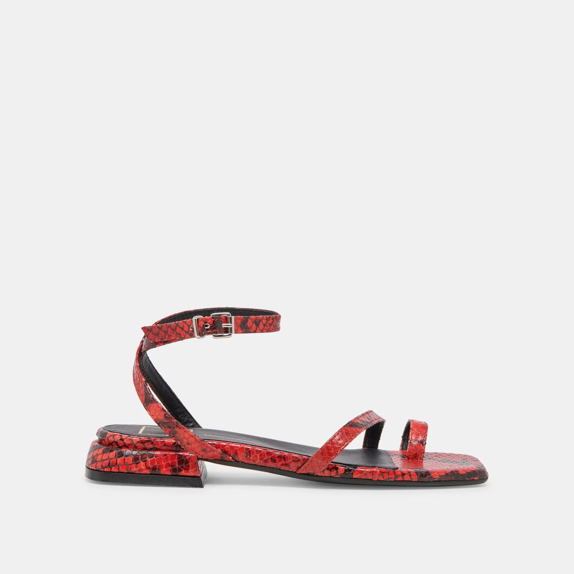 LEXI SANDALES ROUGE SERPENT EMBOSSÉ