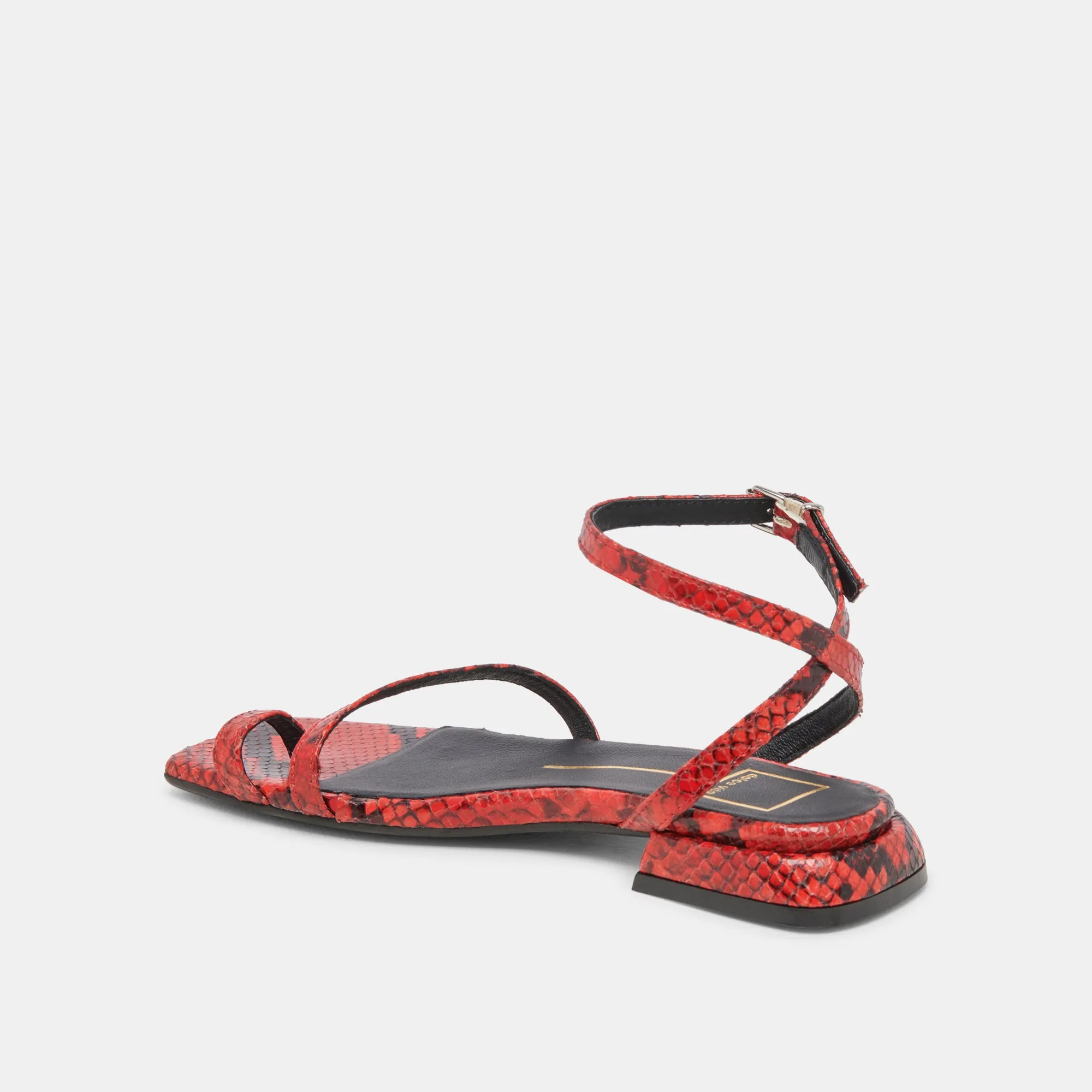 LEXI SANDALES ROUGE SERPENT EMBOSSÉ