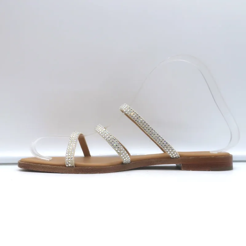 Loewe Sandales plates à ornements cristall beige en daim taille 35
