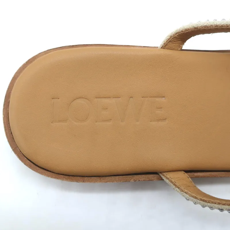 Loewe Sandales plates à ornements cristall beige en daim taille 35