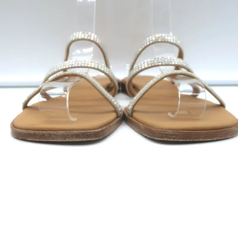 Loewe Sandales plates à ornements cristall beige en daim taille 35