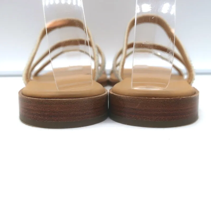 Loewe Sandales plates à ornements cristall beige en daim taille 35