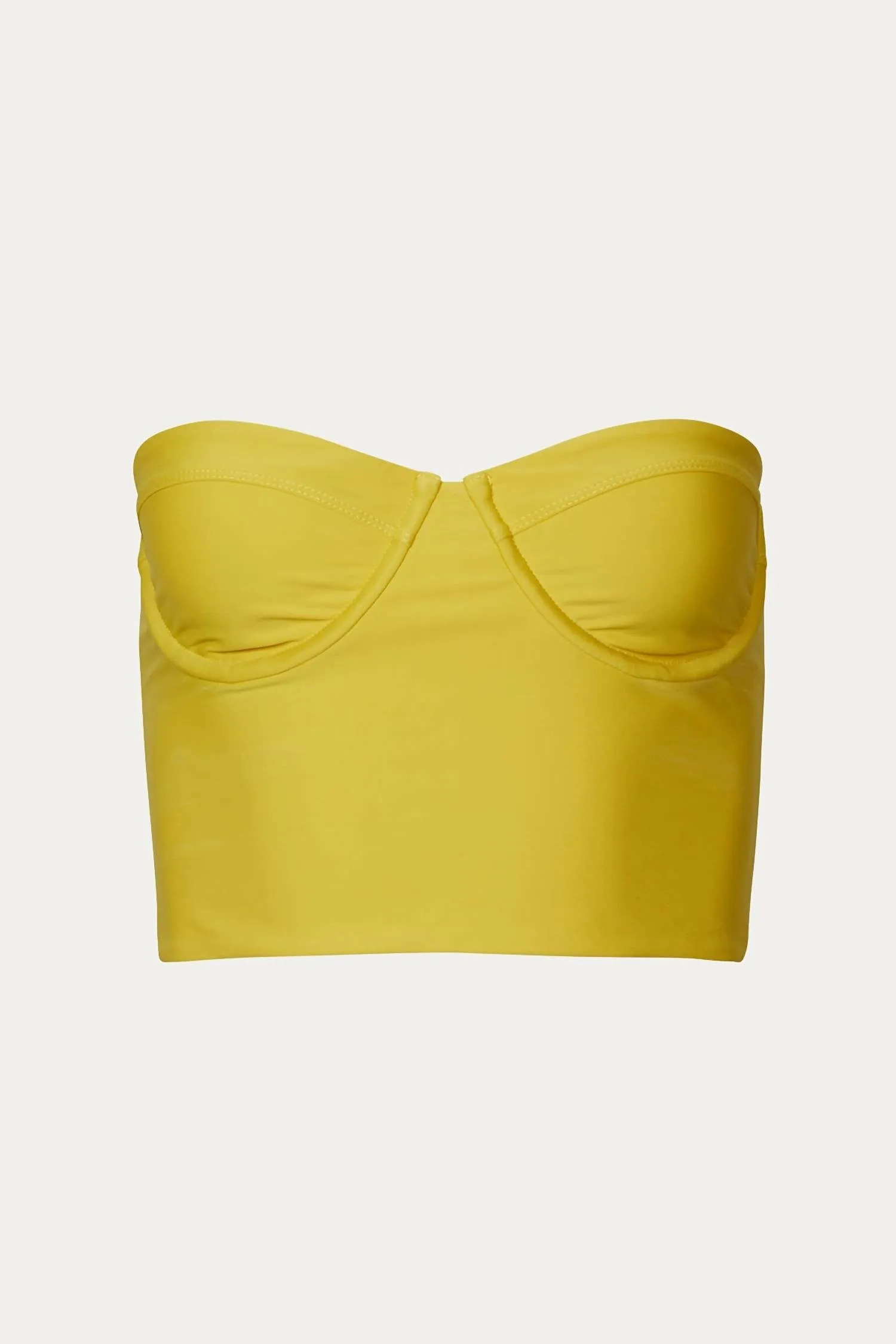 Top de bikini longiligne corset Lolita extensible en moutarde