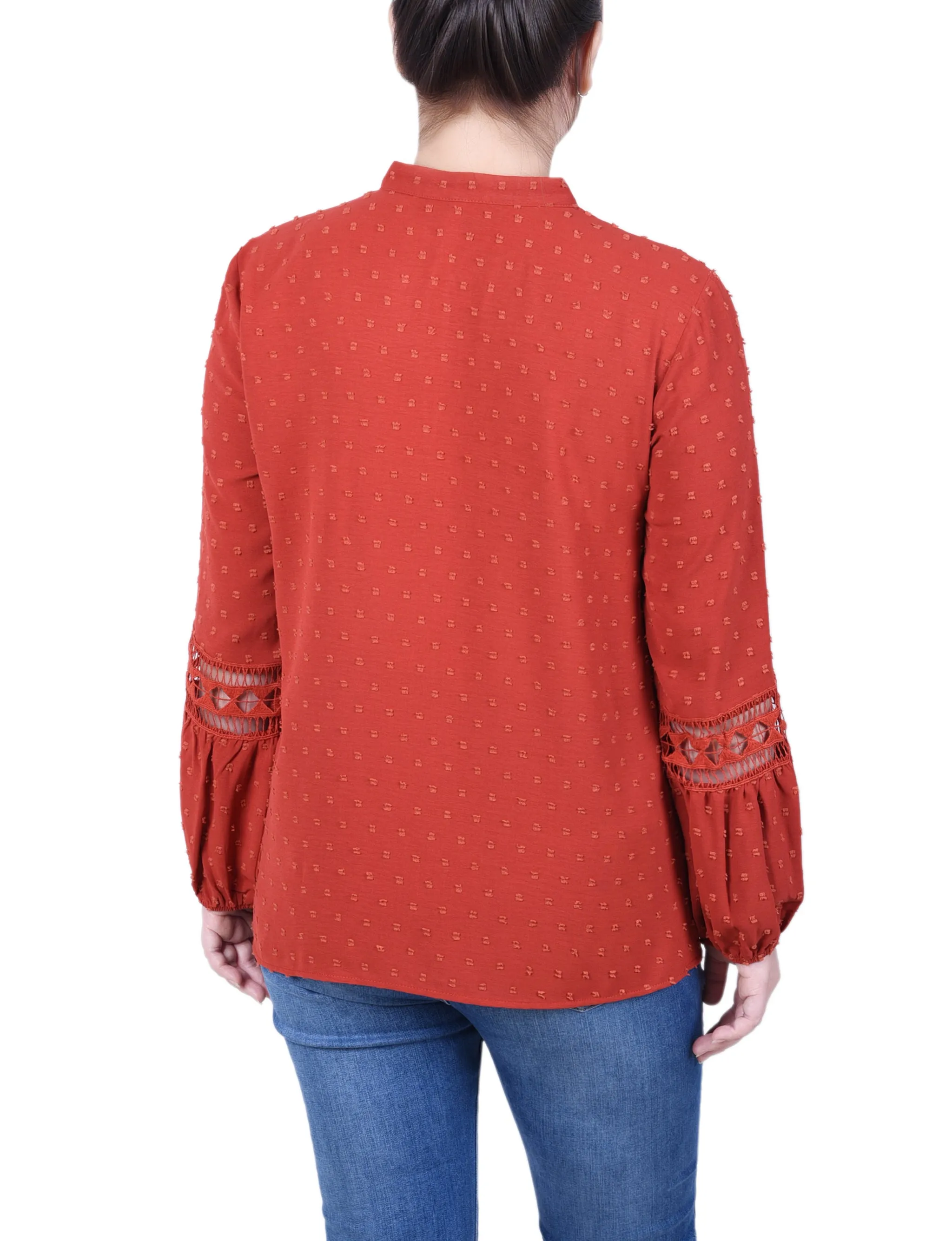 Blouse à manches longues avec garniture en crochet
