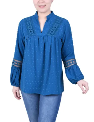 Long Sleeve Blouse With Crochet Trim