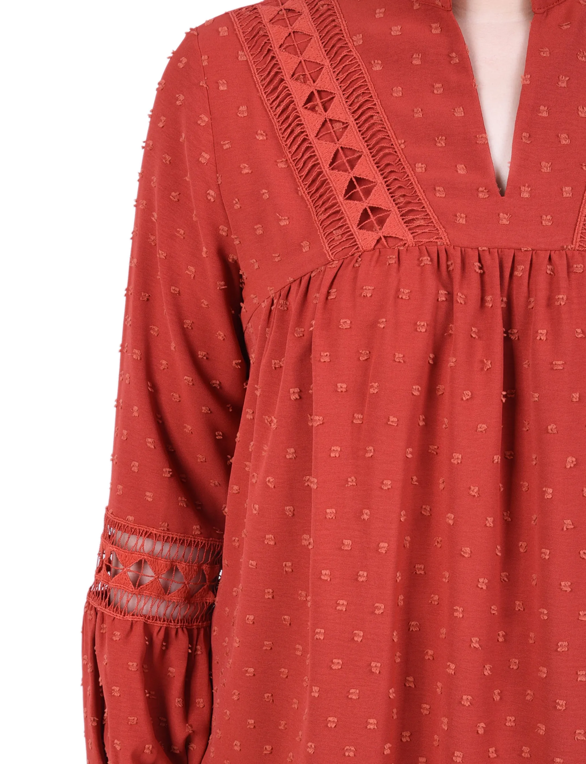 Blouse à manches longues avec garniture en crochet