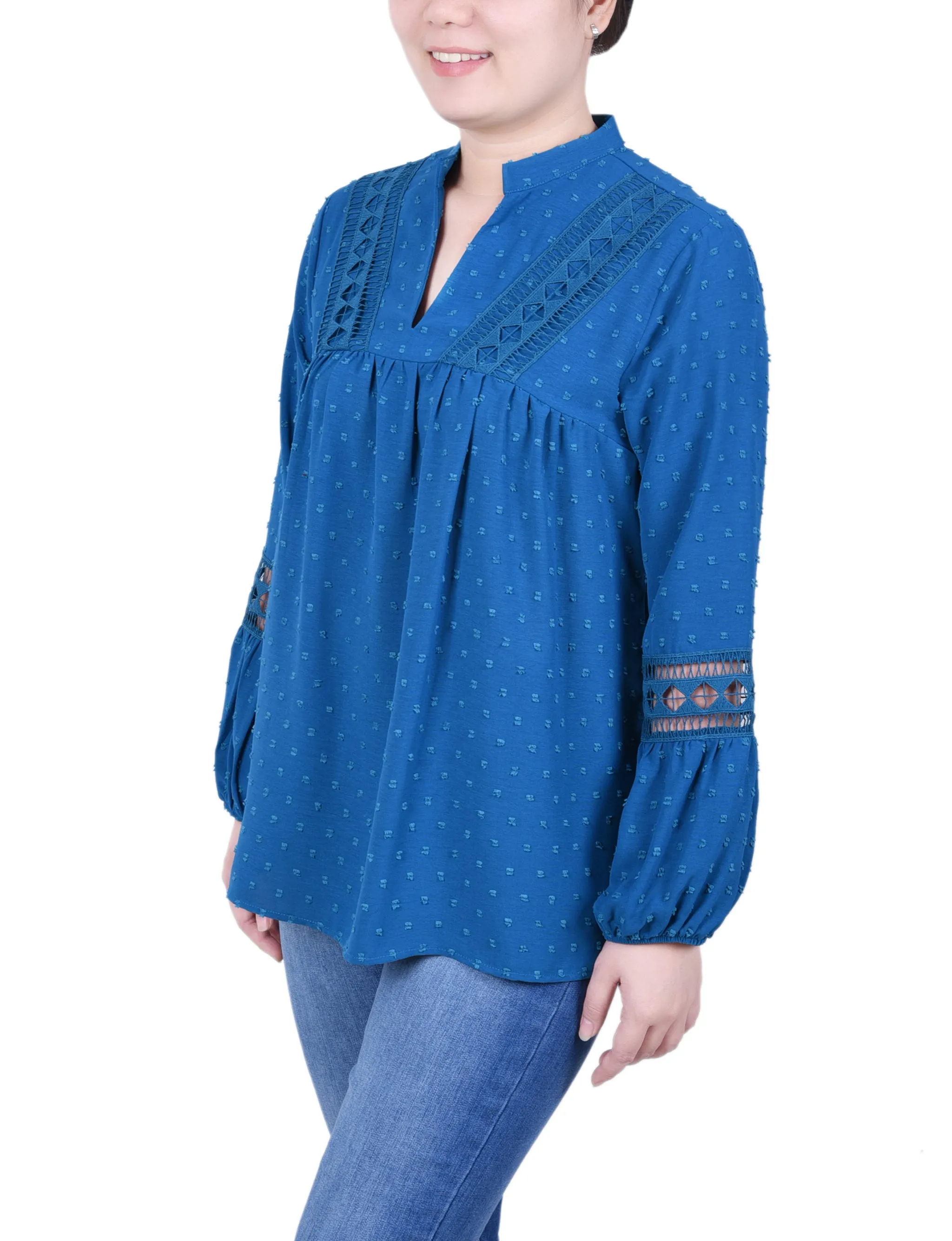 Blouse à manches longues avec garniture en crochet