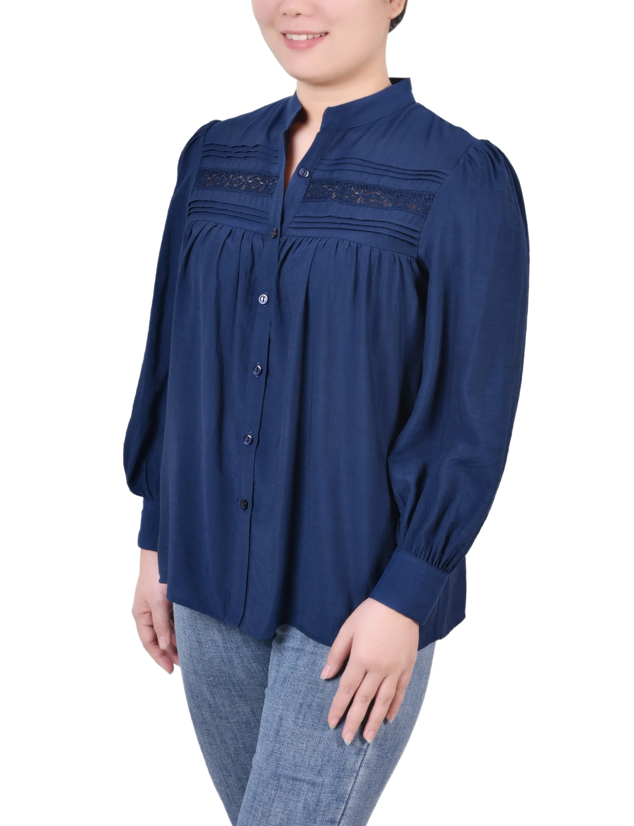Blouse en Crochet à Manches Longues