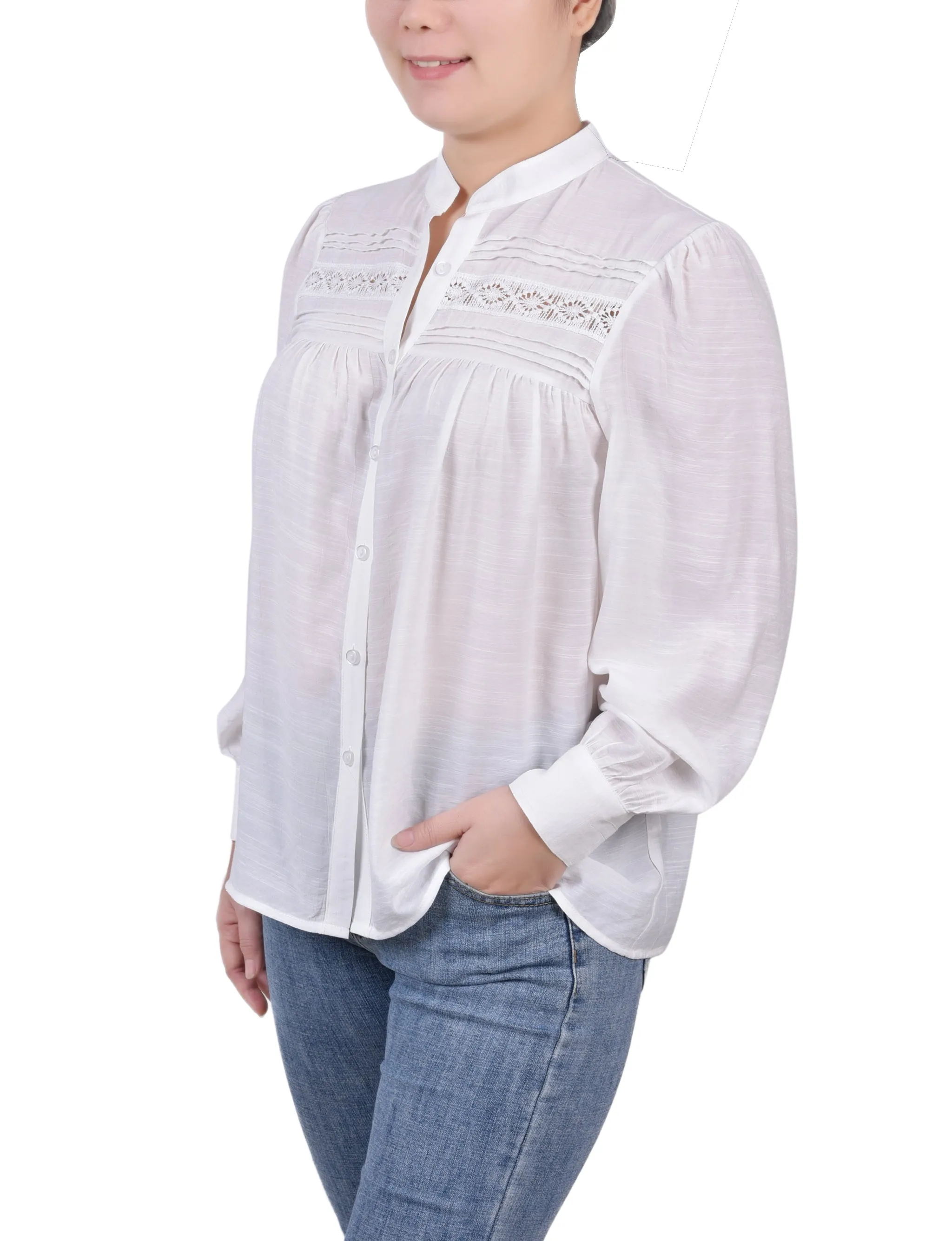 Blouse en Crochet à Manches Longues
