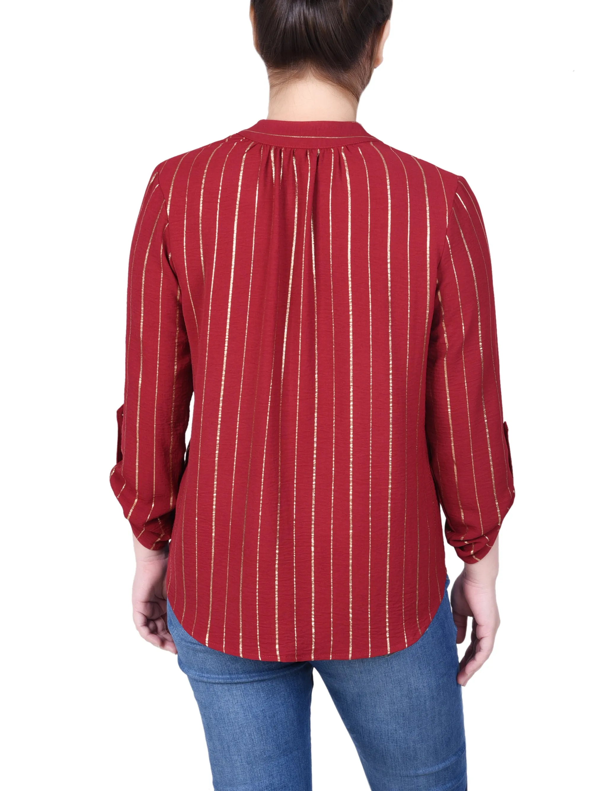 Chemise à manches longues à rayures métallisées