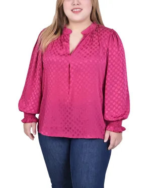 Long Sleeve Smocked Cuff Blouse