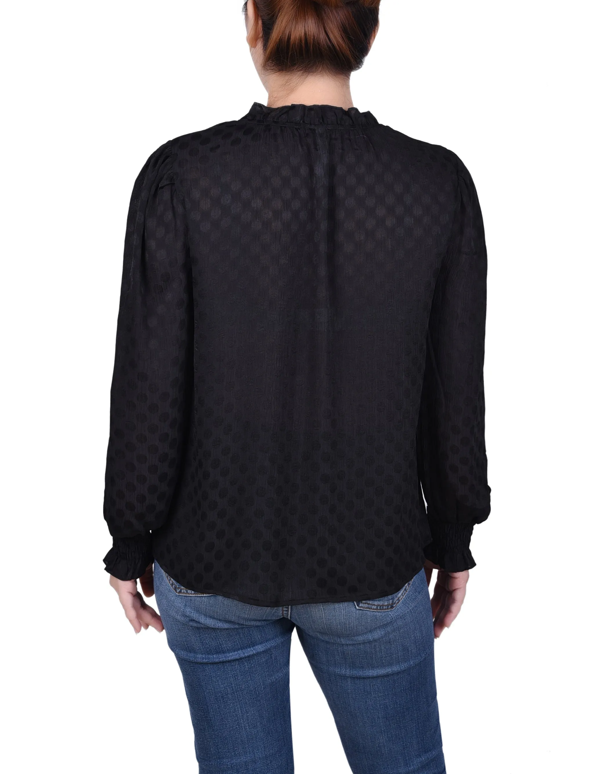 Blouse à manches longues avec empiècement froncé