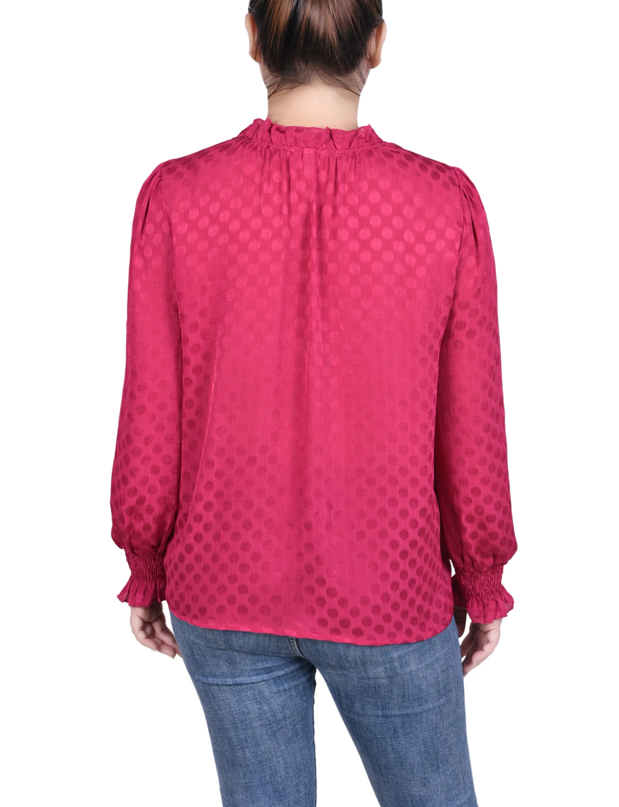 Blouse à manches longues avec empiècement froncé
