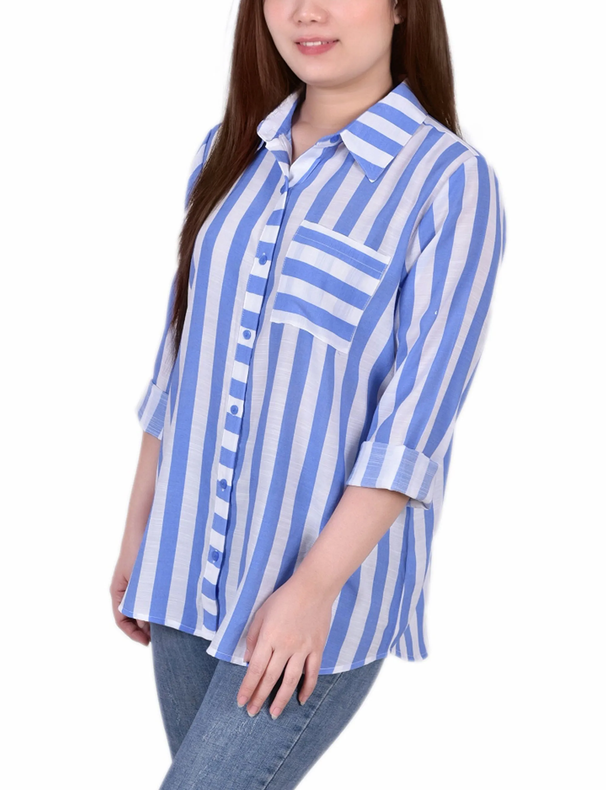 Chemise à manches longues rayée