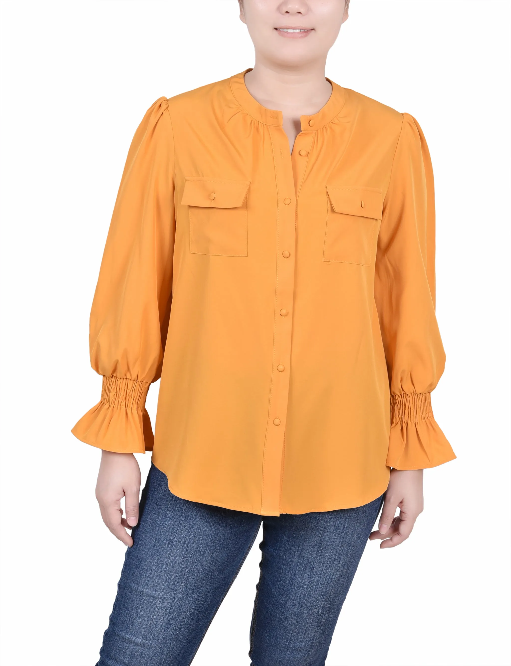 Blouse à manches longues avec col en Y