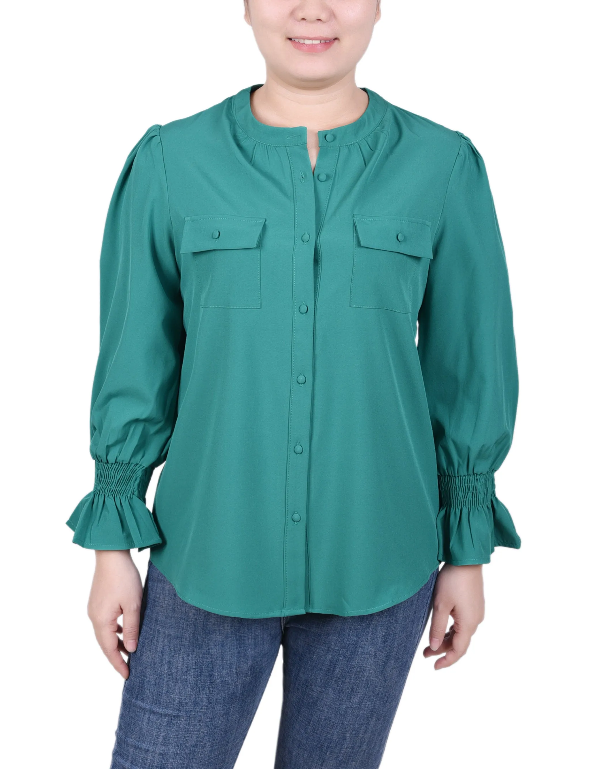 Blouse à manches longues avec col en Y