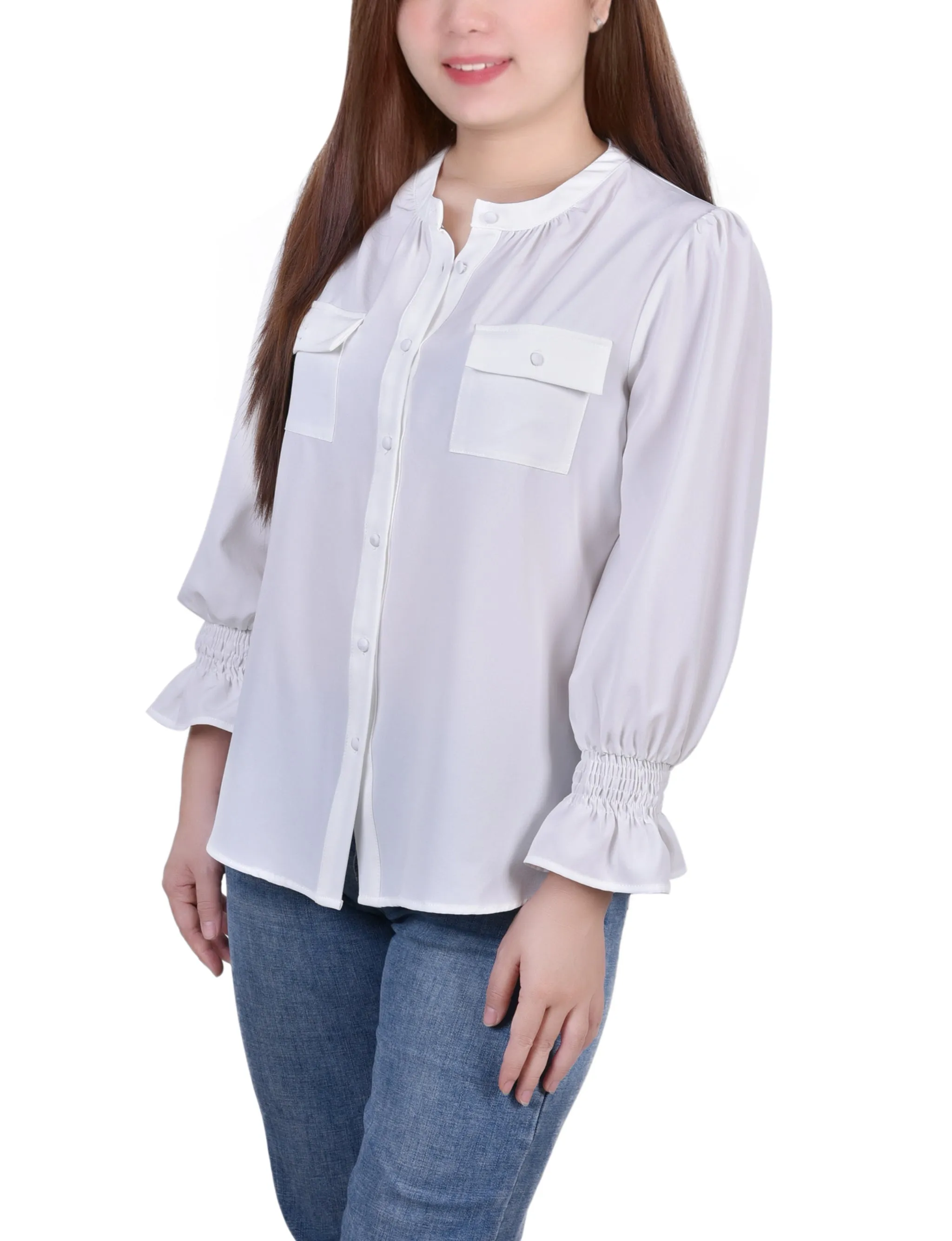 Blouse à manches longues avec col en Y
