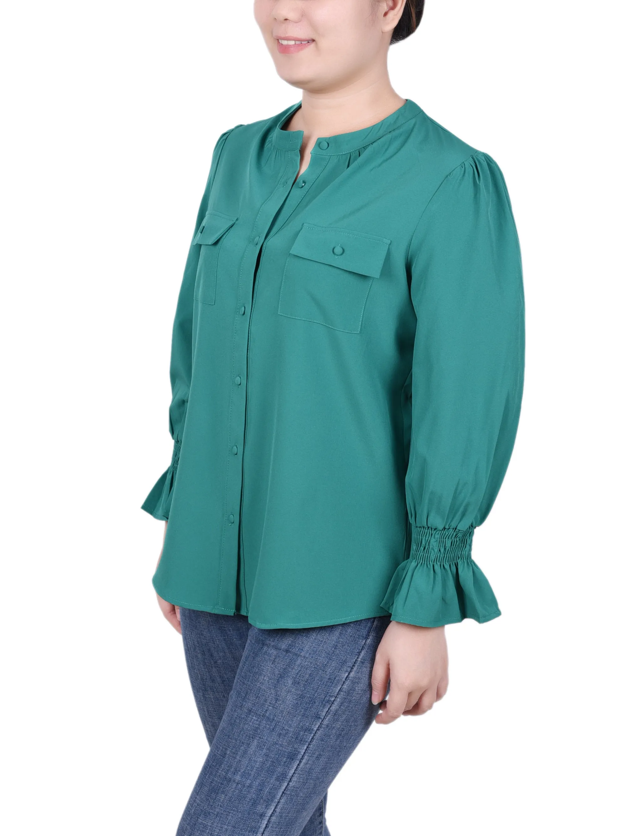 Blouse à manches longues avec col en Y