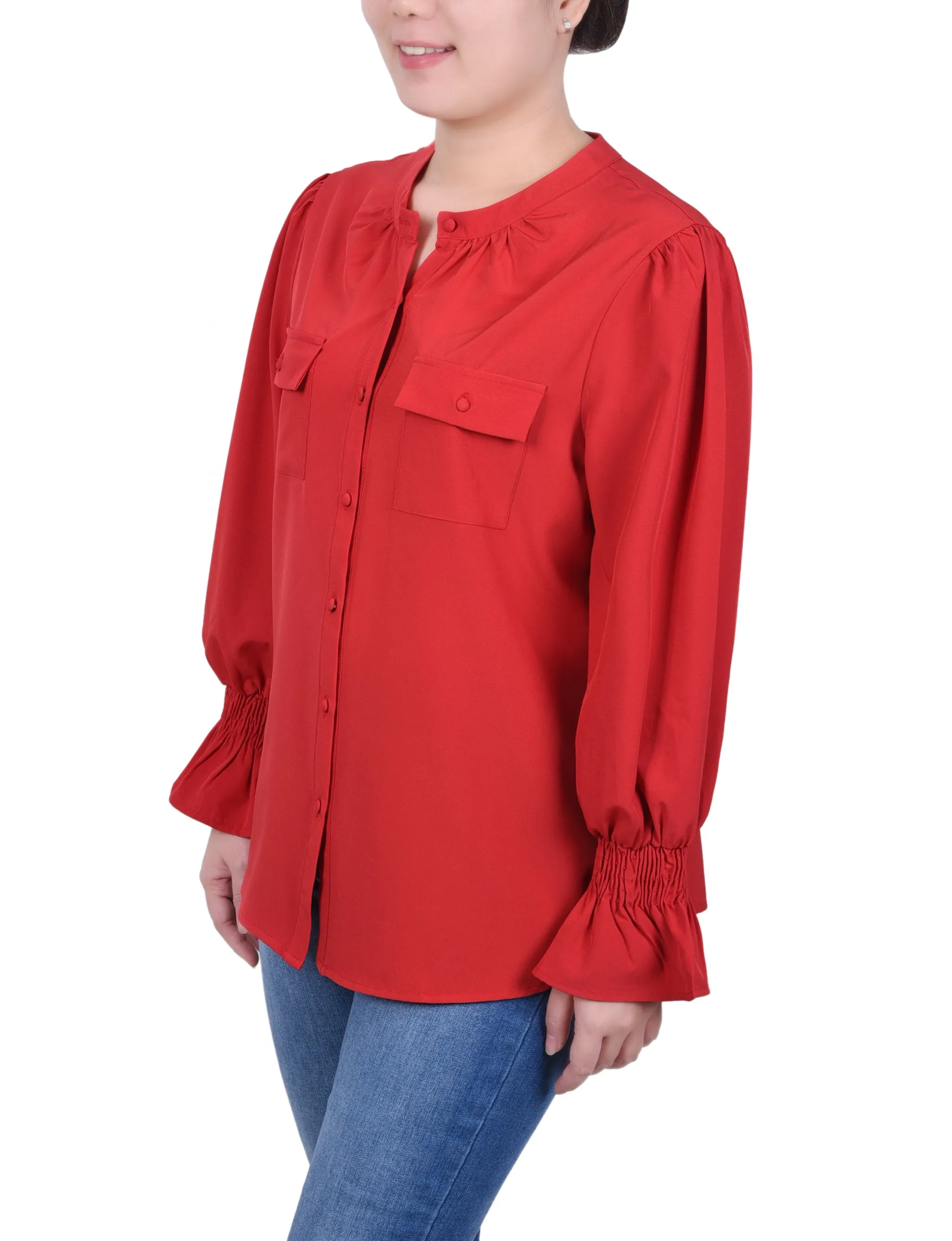 Blouse à manches longues avec col en Y