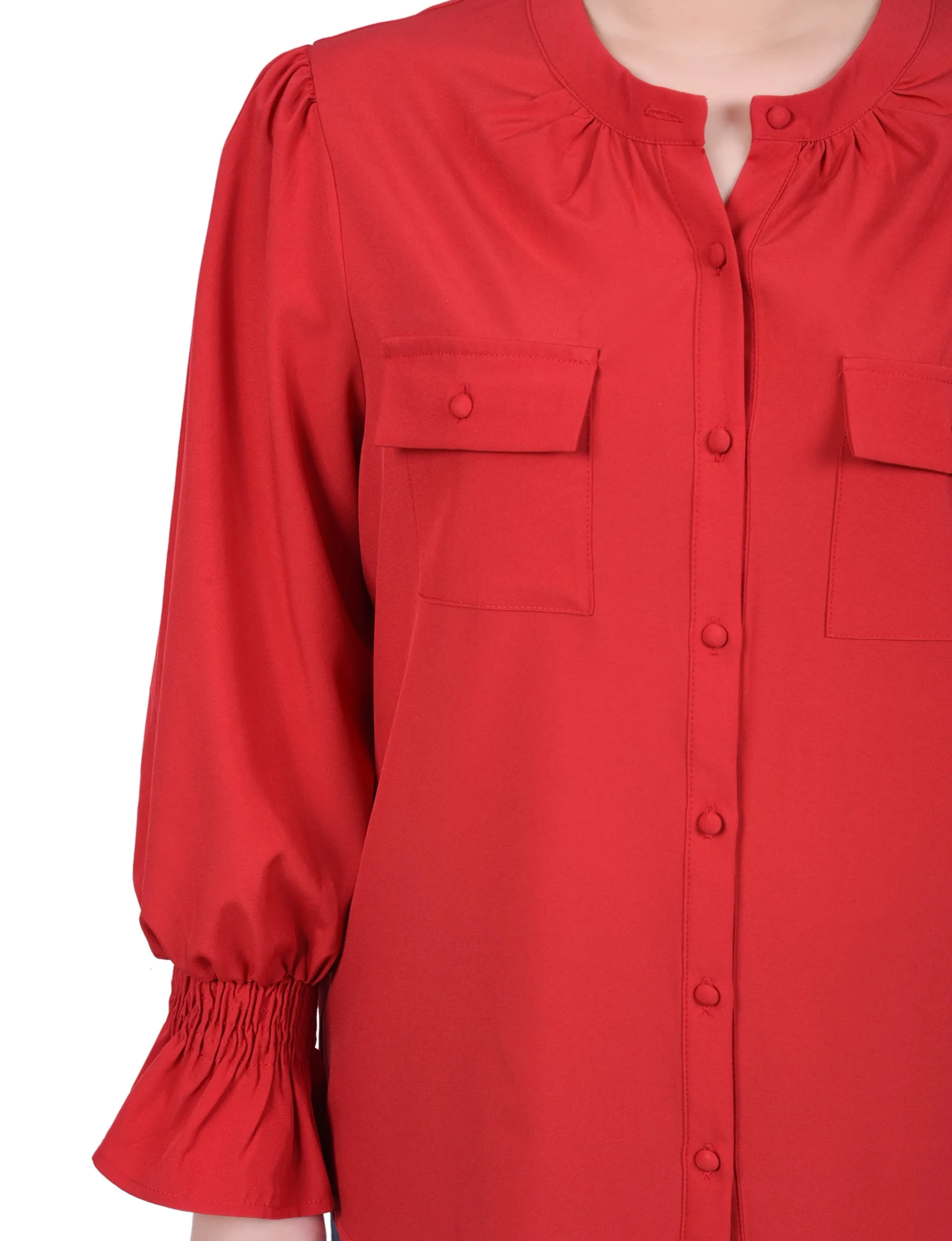 Blouse à manches longues avec col en Y