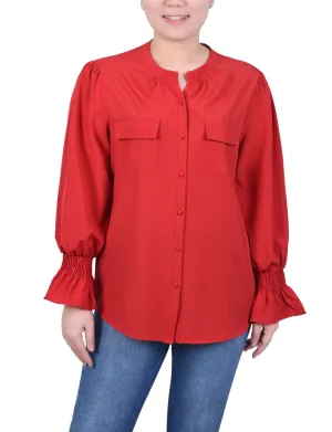 Long Sleeve Y Neck Blouse