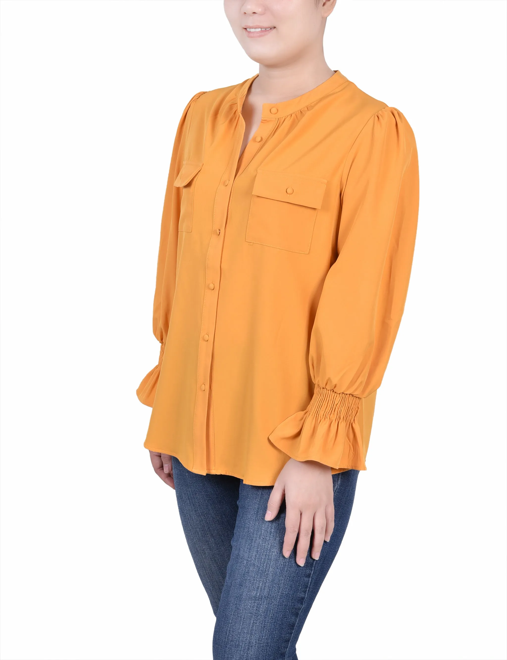 Blouse à manches longues avec col en Y