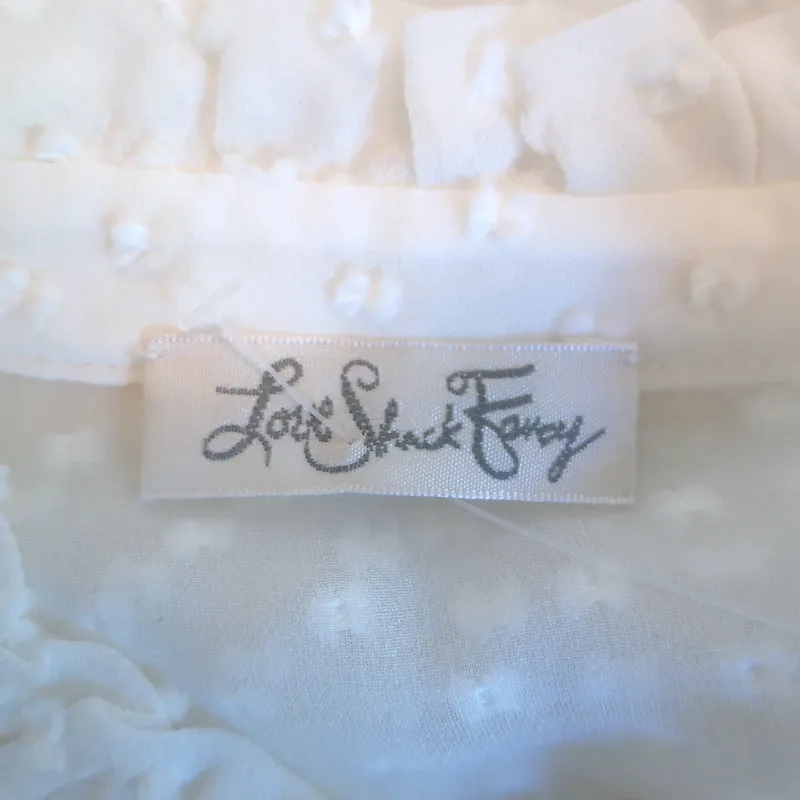 LoveShackFancy Blouse Erica à Volants Crème avec Dentelle en Pois Suisse Taille Moyenne