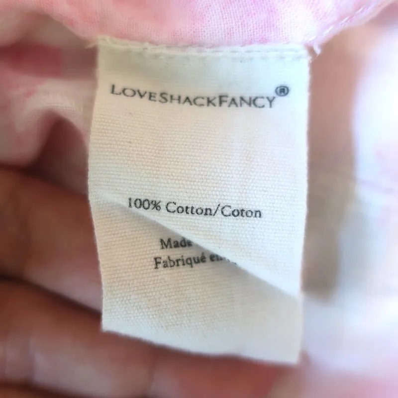 LoveShackFancy Haut à Broderie Dentelle Broadway Imprimé Fleuri Blanc/Rose en Coton Taille S