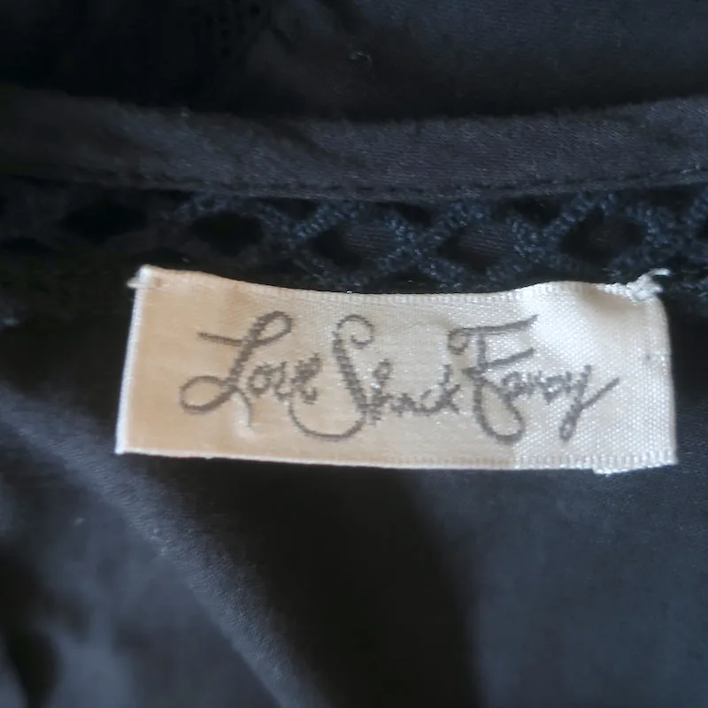 LoveShackFancy Haut à dos nu froncé Noir en coton brodé Taille Très Petite