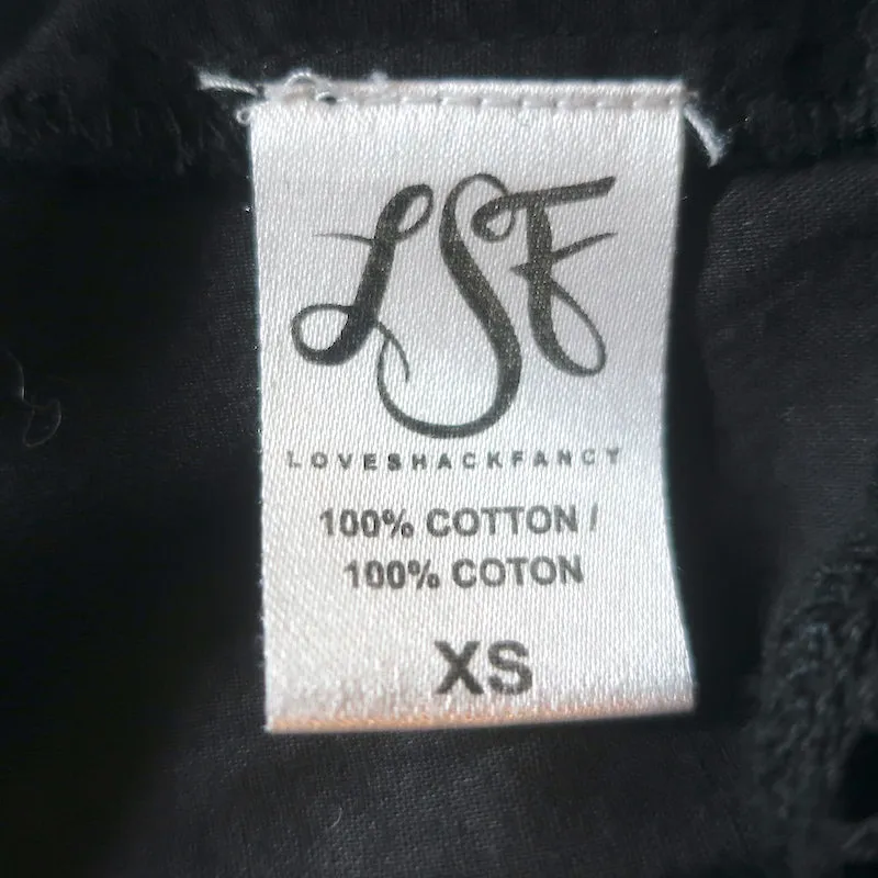 LoveShackFancy Haut à dos nu froncé Noir en coton brodé Taille Très Petite