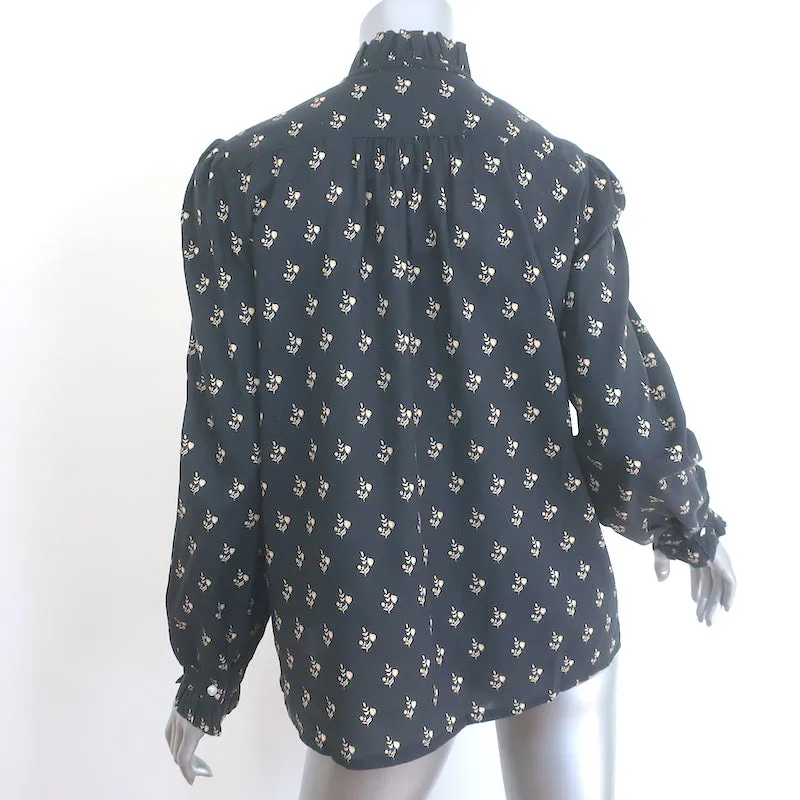 M.A.B.E. Blouse à manches longues Lola Imprimé floral noir lavé Taille Très Petite
