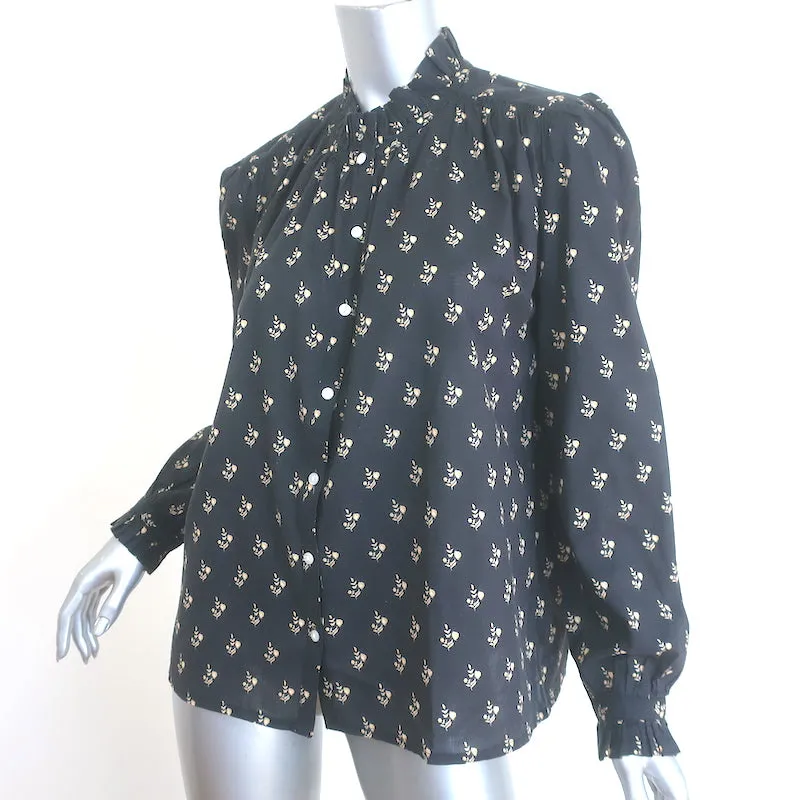 M.A.B.E. Blouse à manches longues Lola Imprimé floral noir lavé Taille Très Petite