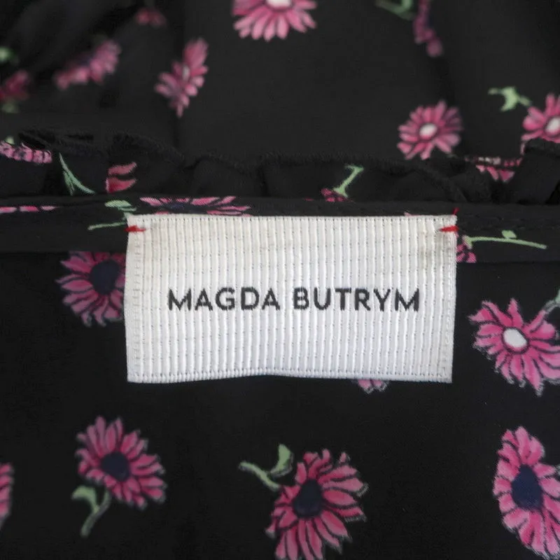 Magda Butrym Blouse à Volants Toluca Imprimé Fleuri Noir Taille US 4 Haut à Manches Longues