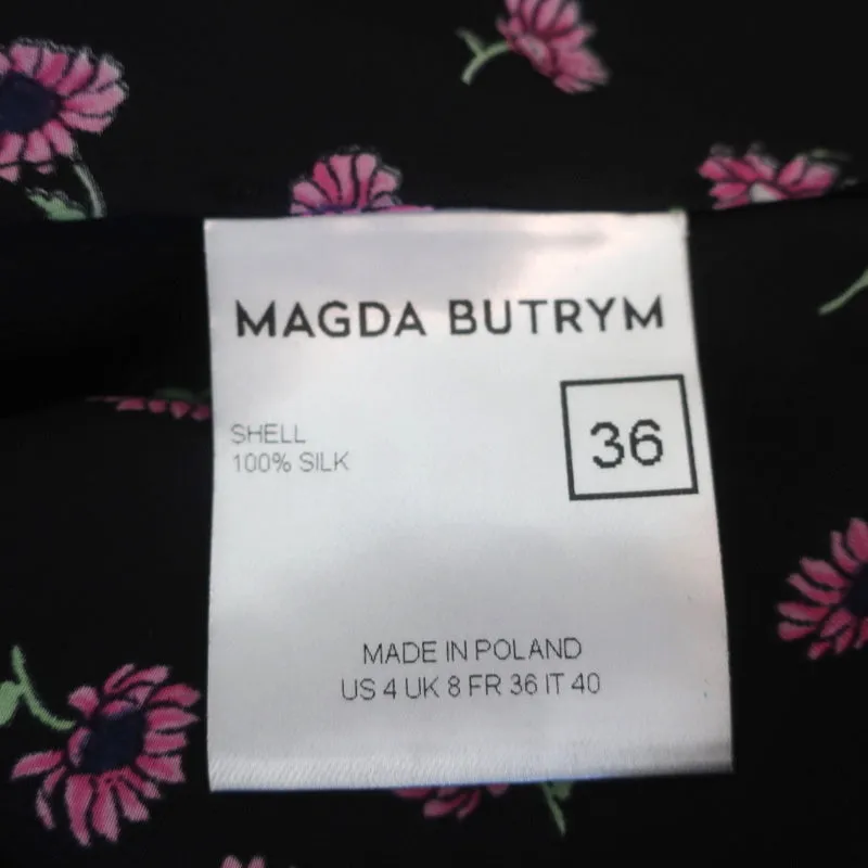 Magda Butrym Blouse à Volants Toluca Imprimé Fleuri Noir Taille US 4 Haut à Manches Longues