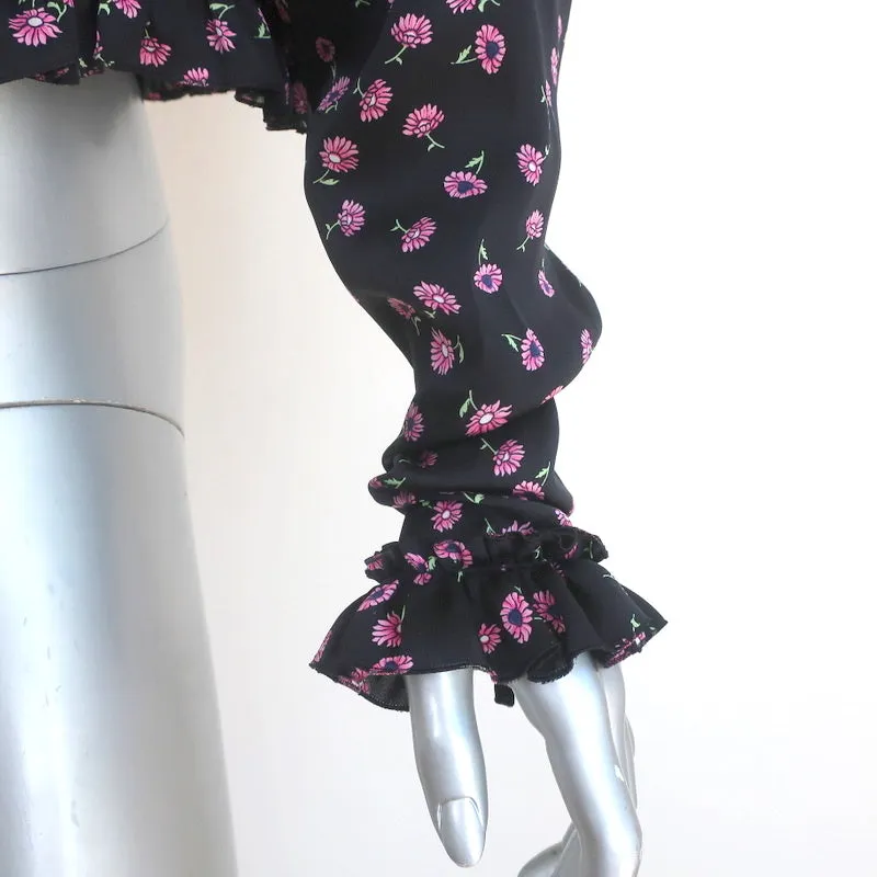 Magda Butrym Blouse à Volants Toluca Imprimé Fleuri Noir Taille US 4 Haut à Manches Longues