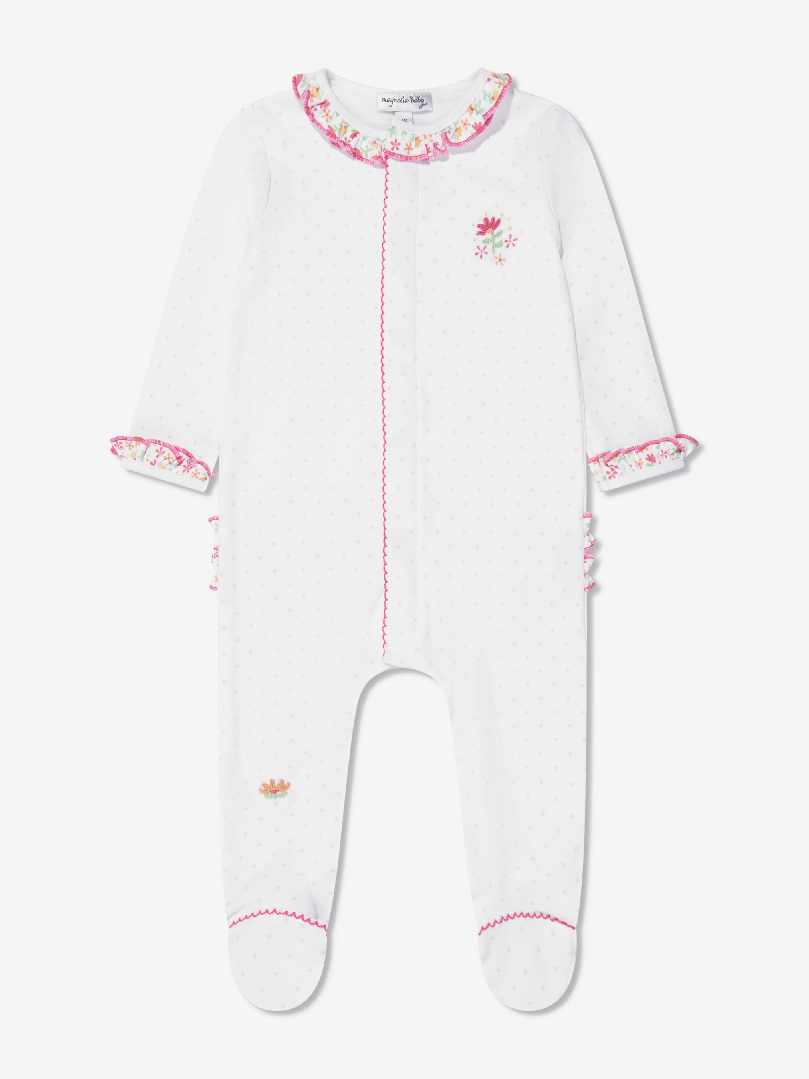 Magnolia Baby Body de bébé fille à broderies et volants en blanc