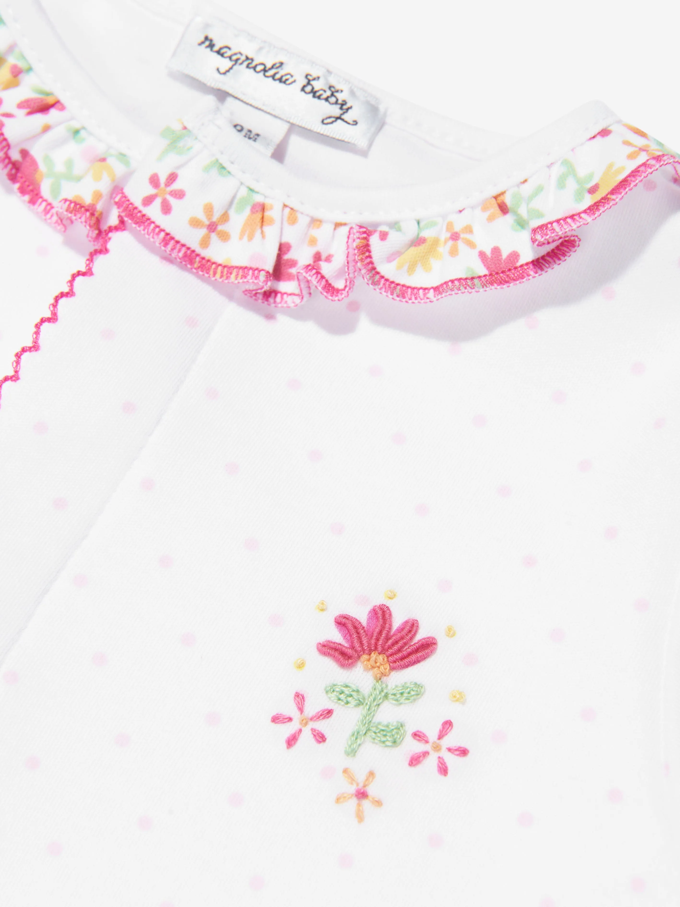 Magnolia Baby Body de bébé fille à broderies et volants en blanc