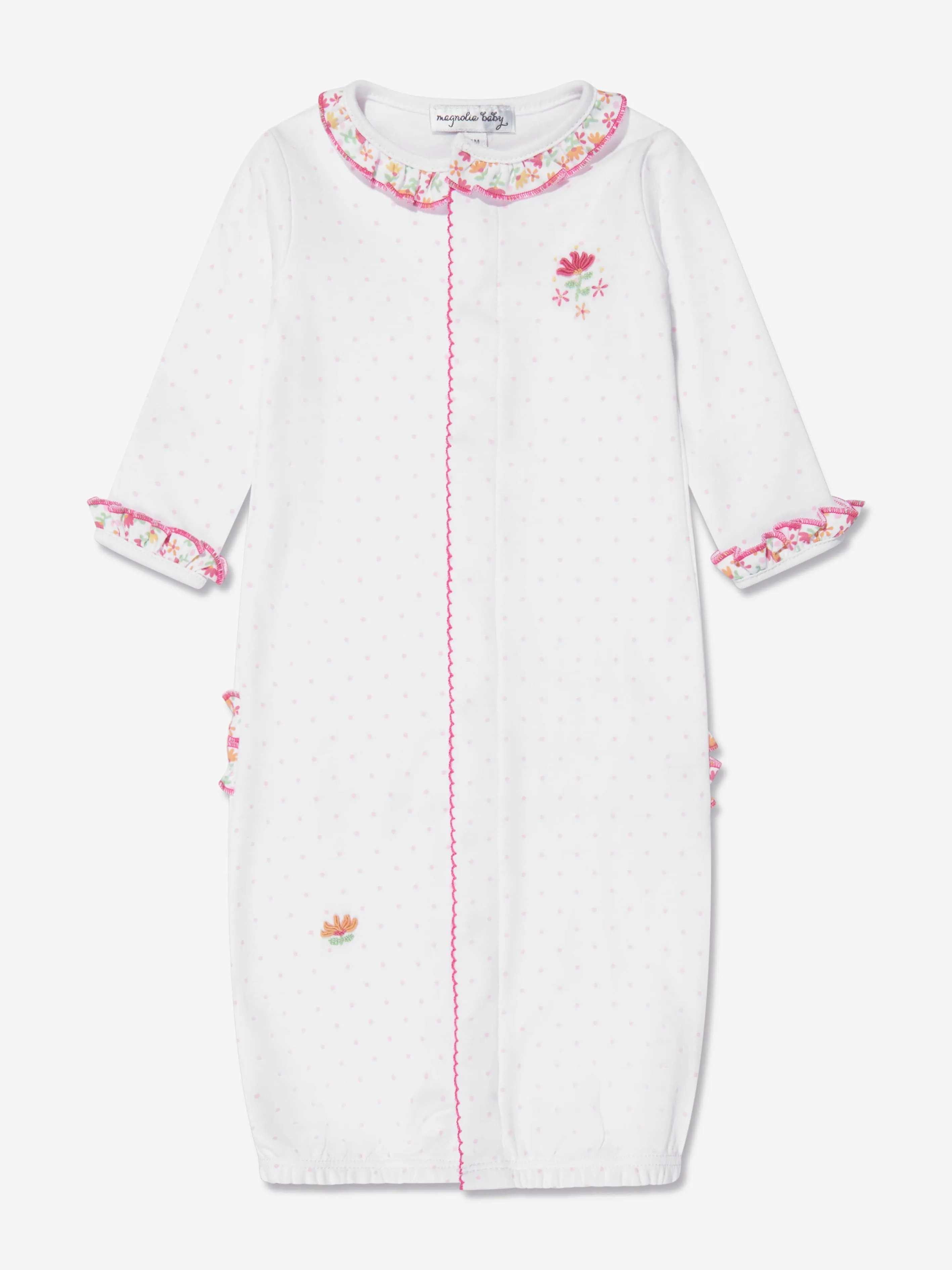 Magnolia Baby Robe à Volants Brodée pour Fillettes en Blanc
