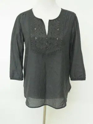Maison Scotch Blouse Black Embroidered Cotton Size 1