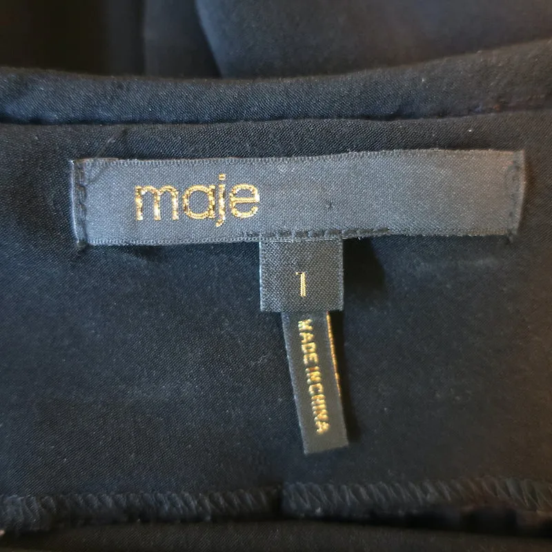 Maje Blouse plissée Lockin en crêpe noir Taille 1 Haut à manches longues
