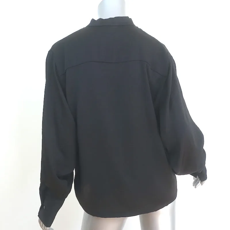 Maje Loiso Blouse à Noeud Noir en Crêpe Satin Taille 1 Haut à Manches Longues