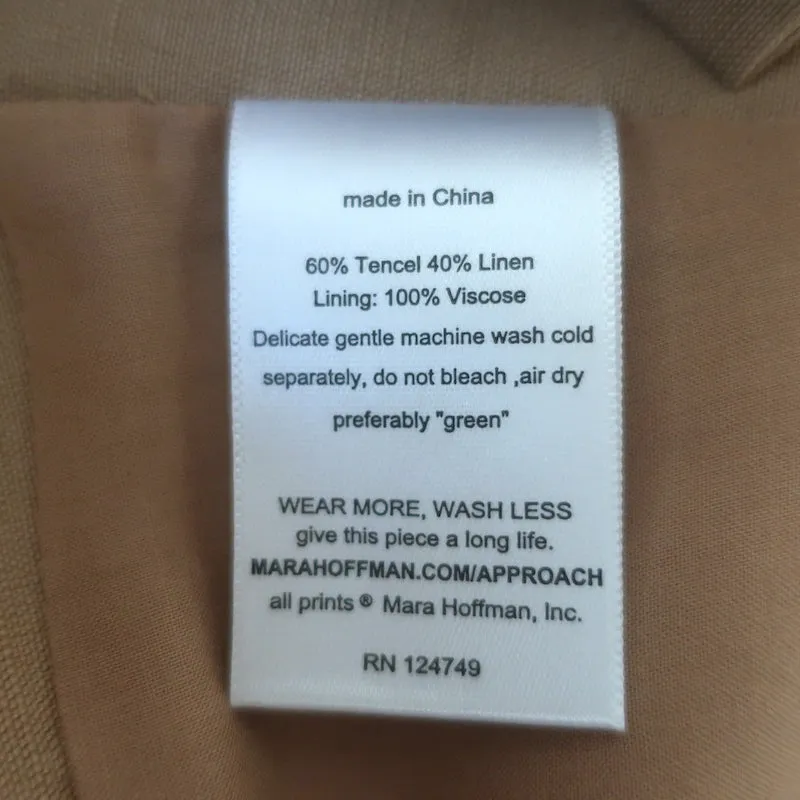 Mara Hoffman Aisha Haut Court Beige Tencel-Lin Taille 10