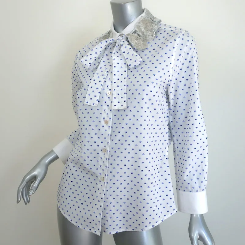 Chemise Marc Jacobs à col sequiné pois blancs taille 6 haut à manches longues