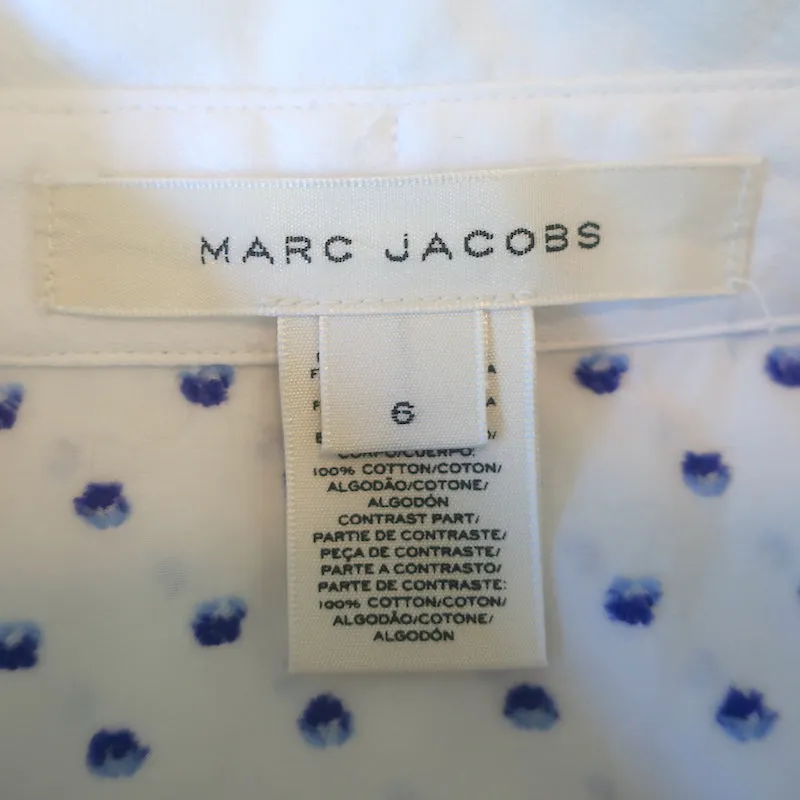 Chemise Marc Jacobs à col sequiné pois blancs taille 6 haut à manches longues