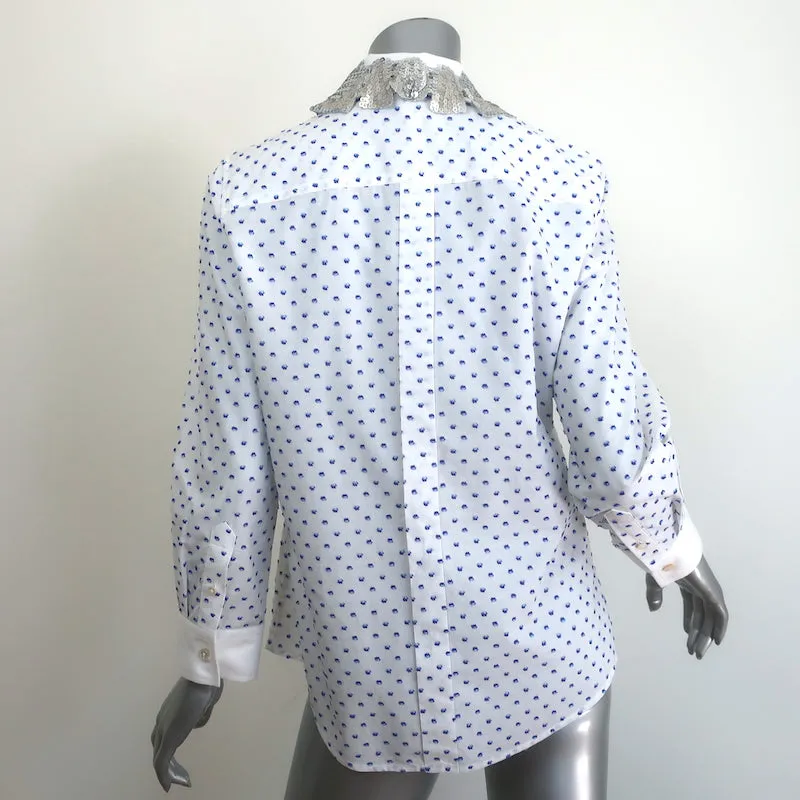 Chemise Marc Jacobs à col sequiné pois blancs taille 6 haut à manches longues