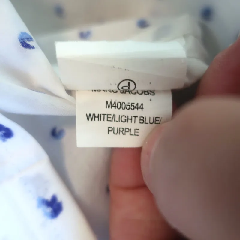 Chemise Marc Jacobs à col sequiné pois blancs taille 6 haut à manches longues